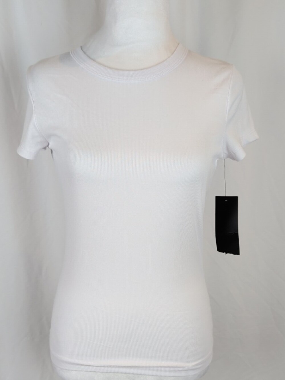 NWT Rebel Sugar White Ribbed Short Sleeve Crewneck Top Baby Tee - Small
